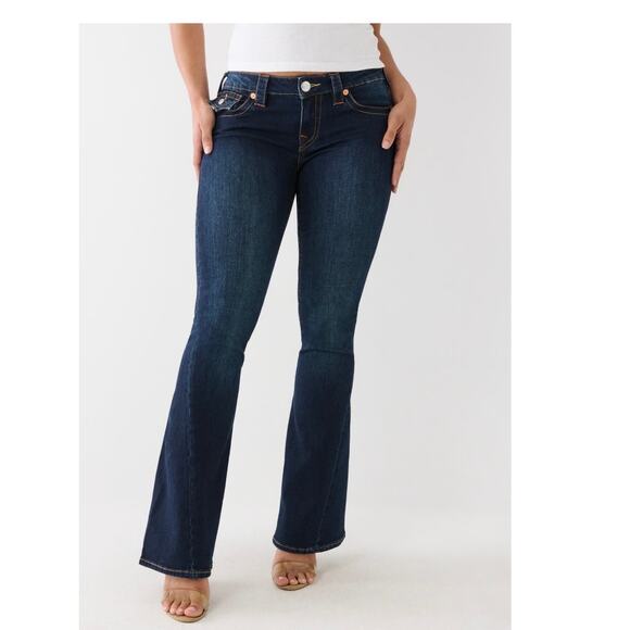 True Religion Womens Jeans Joey Twisted Seam Flare Leg Bootcut Dark Wash 26 x 32 - Picture 3 of 16